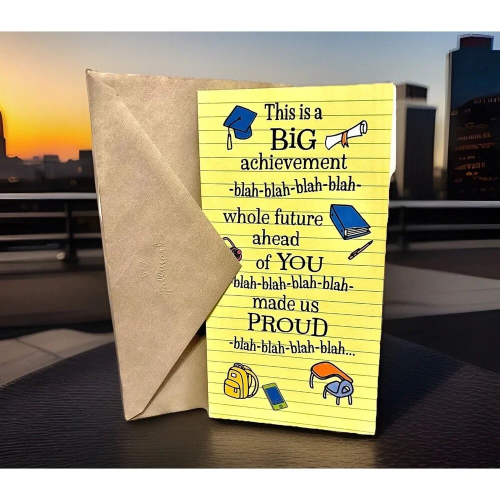 Hallmark Expressions Funny Graduation Notebook Design w/ Envelope Money Holder